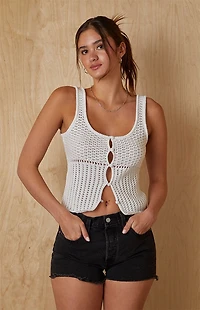 Your Favorite Mandy Crochet Button Front Tank Top