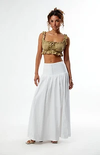WEWOREWHAT Ruffle Button Crop Top
