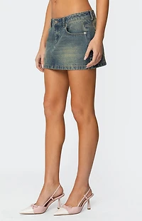 Edikted Tristan Washed Denim Mini Skirt
