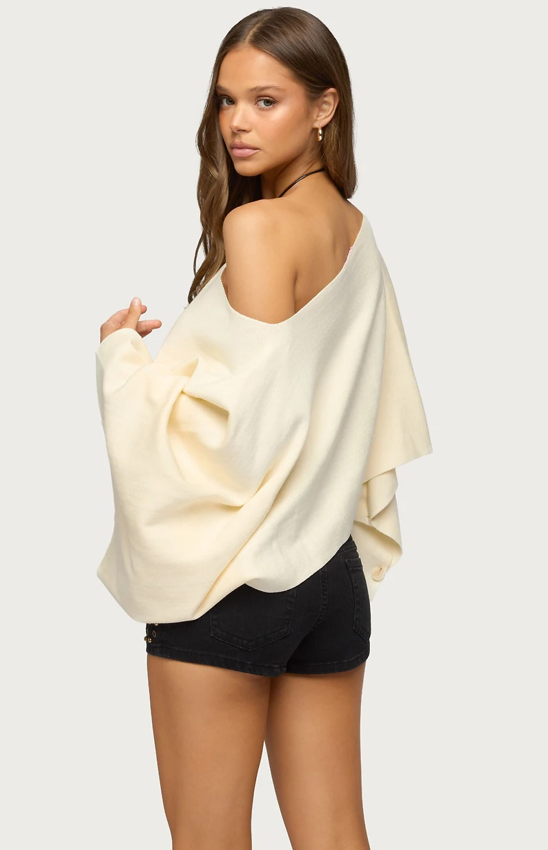 Edikted Sharla Off Shoulder Poncho Sweater