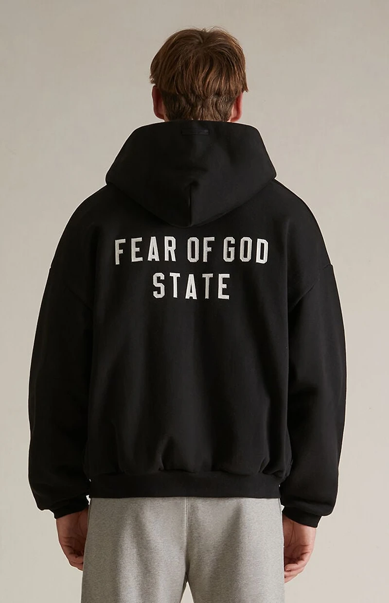 Fear of God ESSENTIALS Black Heavy Fleece Full Zip Hoodie