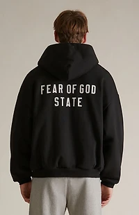 Fear of God ESSENTIALS Black Heavy Fleece Full Zip Hoodie