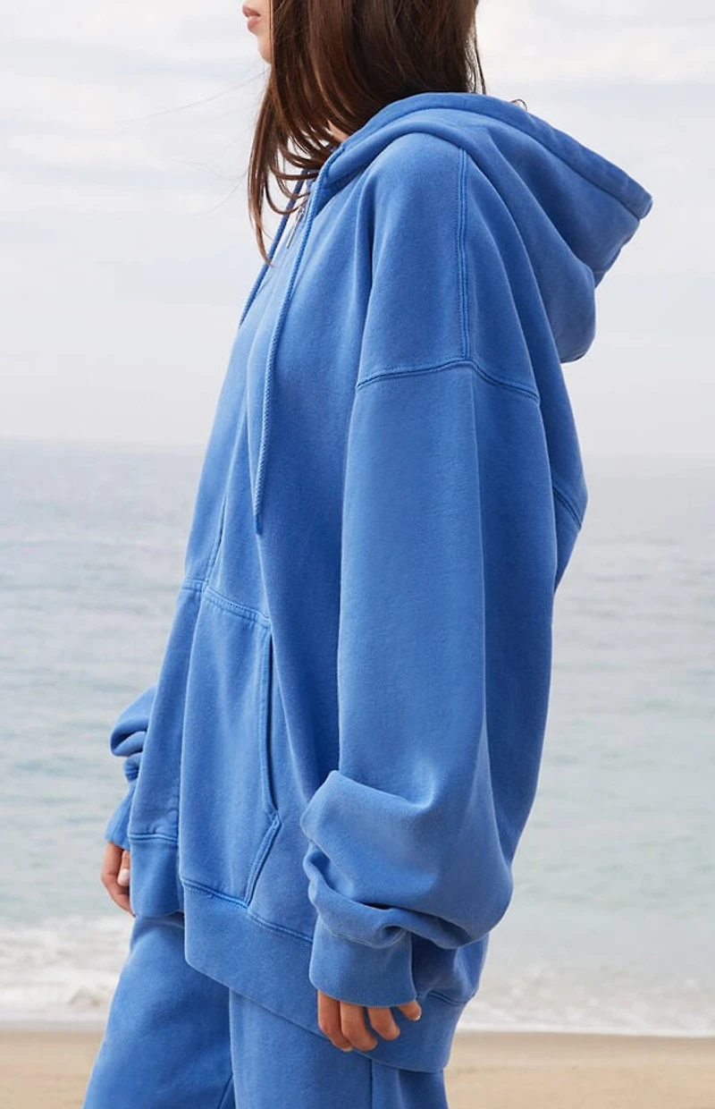 John Galt Electric Blue Zip Up Oversized Hoodie