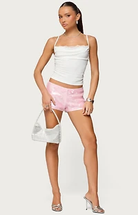 Edikted Lizzie Flower Sequin Micro Shorts