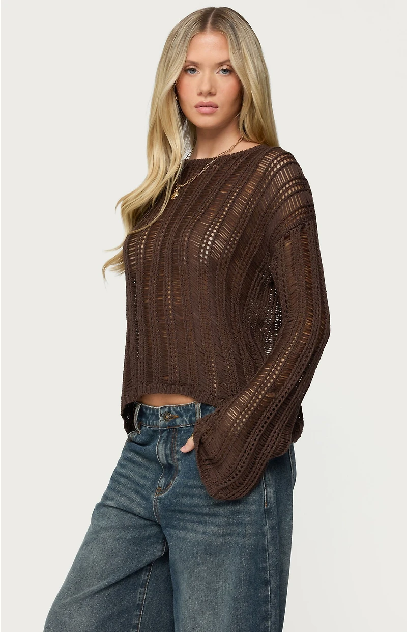 Edikted Jaide Sheer Ladder Knit Sweater