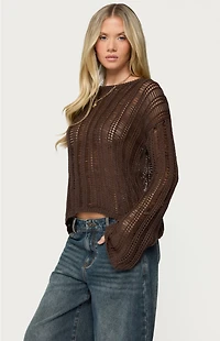 Edikted Jaide Sheer Ladder Knit Sweater