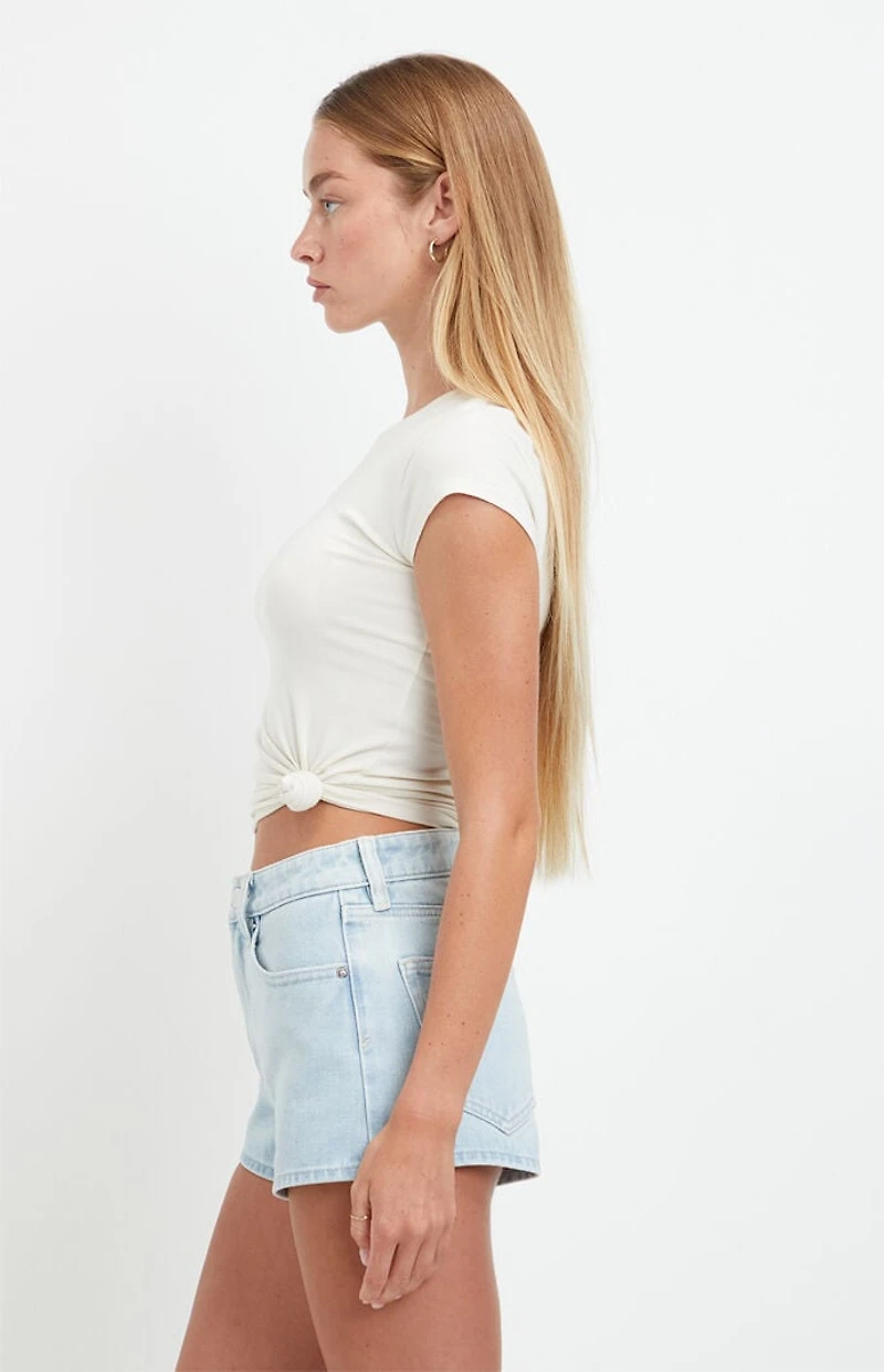 Pacsun Ivy High Waisted Festival Jean Shorts Zip Fly Light Blue