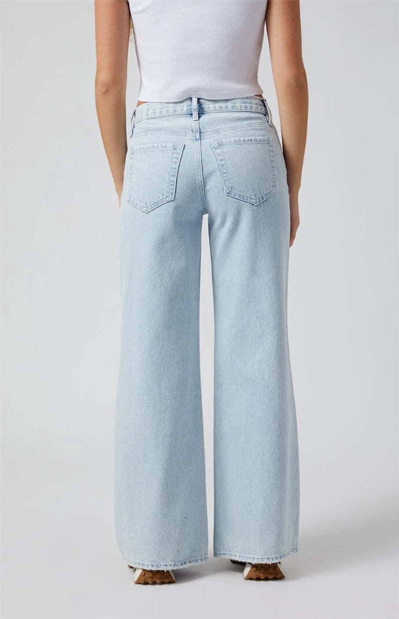 Pacsun Lena Super Baggy Jeans Ripped Light Indigo