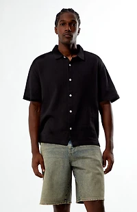 Pacsun Black Cropped Boxy Gauze Camp Shirt