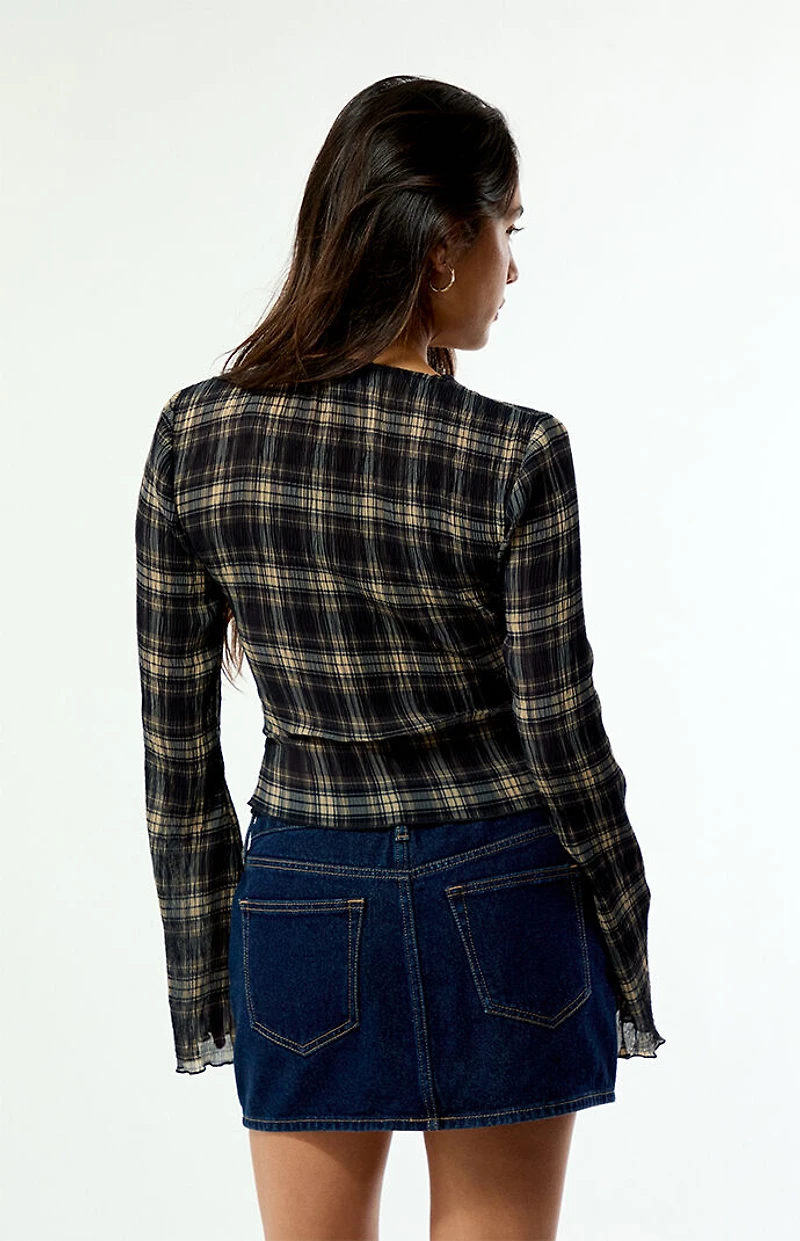 Beverly and Beck Sara Plaid Button Up Long Sleeve Top
