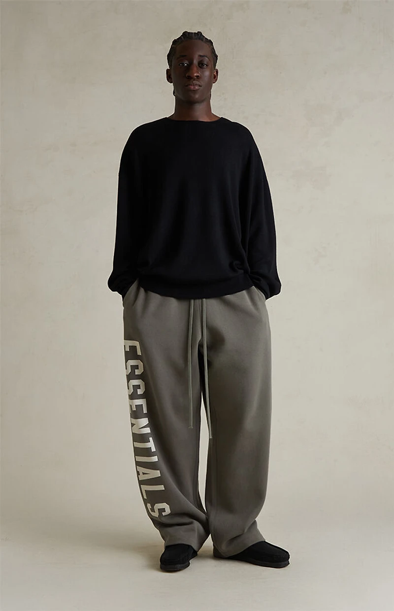 Fear of God ESSENTIALS Jet Black Merino Wool Crew Neck Sweater