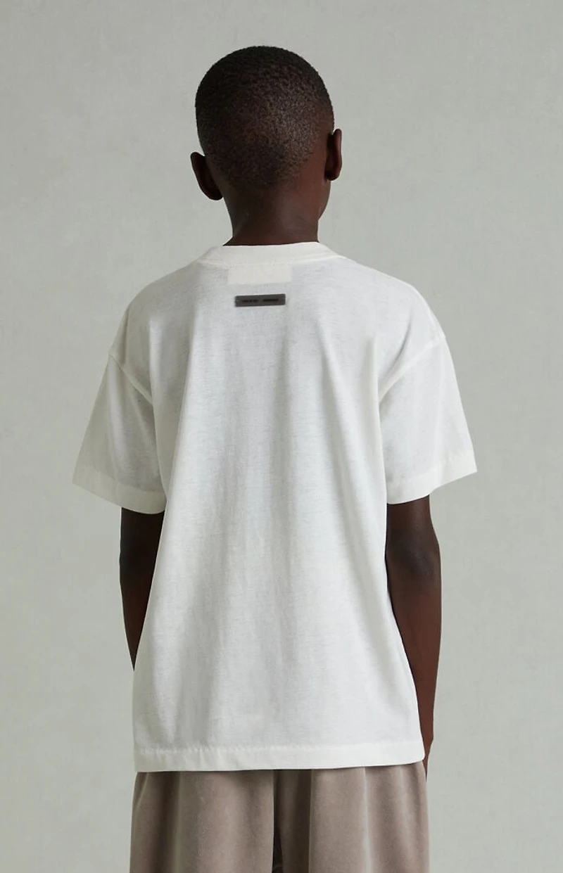 Fear of God ESSENTIALS Kids Ivory Classic Embroidered Short Sleeve T-Shirt