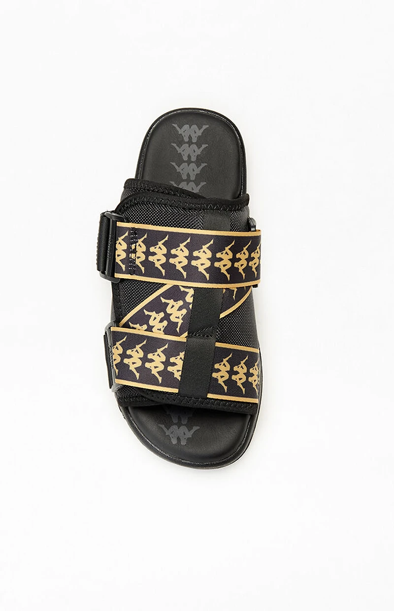 Kappa Black & Gold 222 Banda Mitel 1 Slide Sandals
