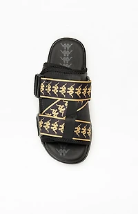 Kappa Black & Gold 222 Banda Mitel 1 Slide Sandals