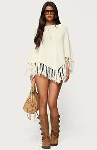 Edikted Kamila Fringe Knit Poncho