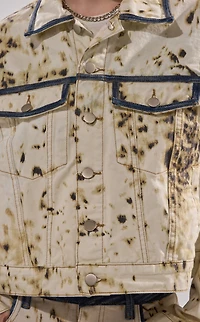 AZALEA WANG Santana Cow Print Denim Jacket