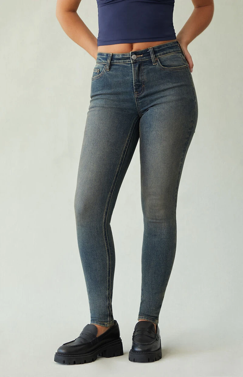 Pacsun Skinny Jeans Stretch Dark Blue Tinted