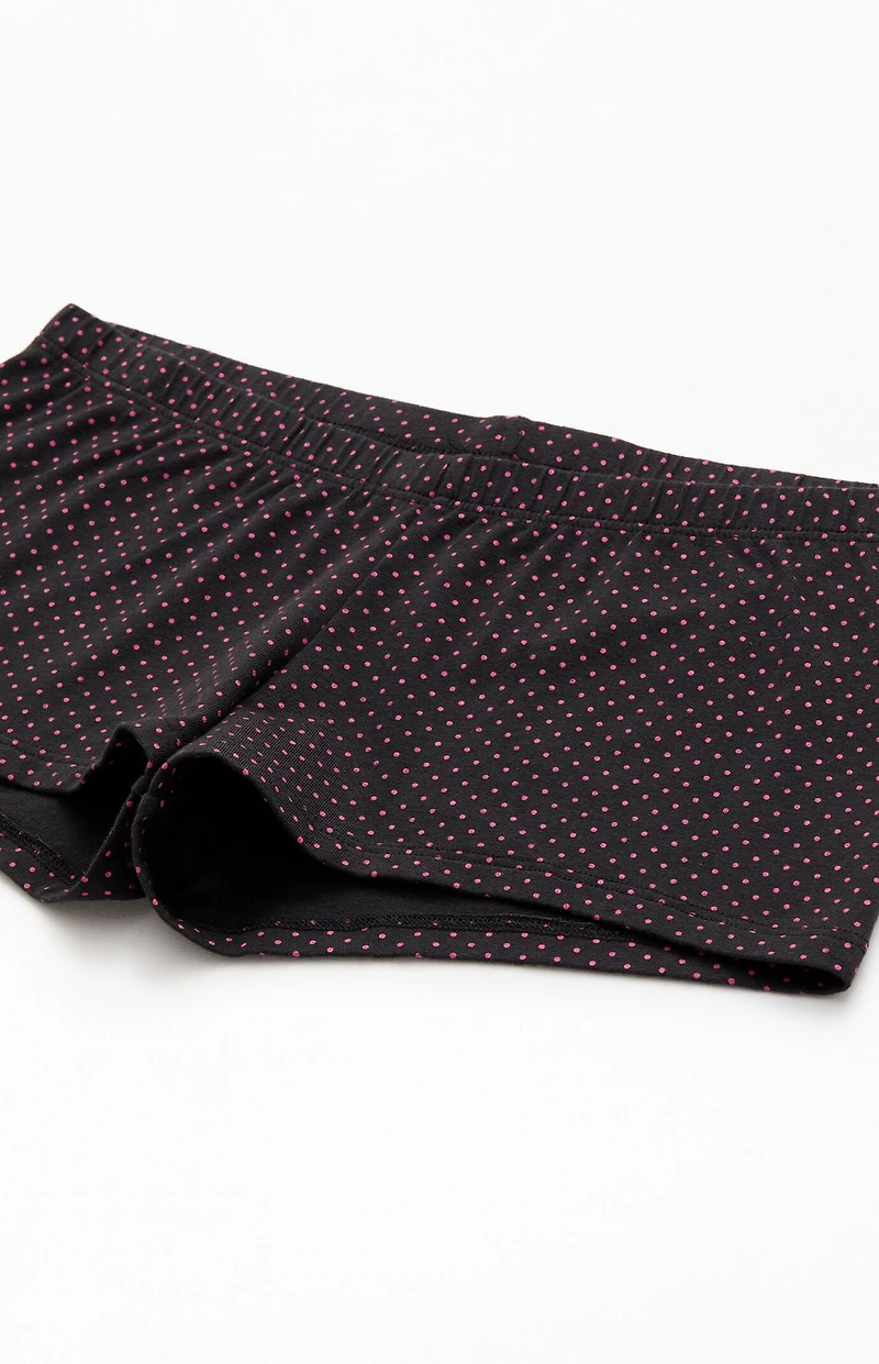 John Galt Black Polka Dot Boxer Boyshorts