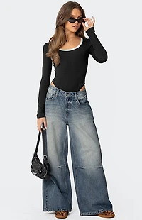 Edikted Contrast Scoop Neck Bodysuit