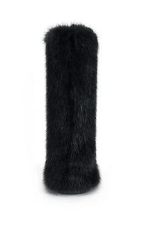 AZALEA WANG Women's Emir Black Faux Fur Flatform Boots