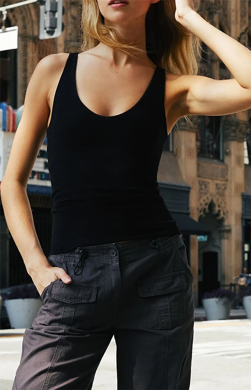 John Galt Black V-Neck Tank Top