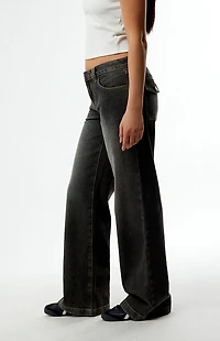 Pacsun Charlie Low Rise Baggy Bootcut Jeans Washed Black