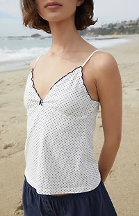 John Galt White & Blue Polka Dot Amara Tank Top