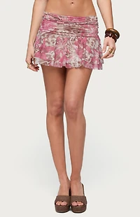 Edikted Tessa Floral Ruffle Mini Skirt