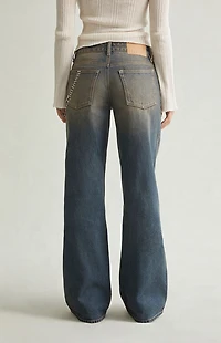 Pacsun Casey Low Rise Baggy Jeans Rhinestone Chain Tinted Blue