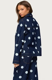 Edikted Leyah Polka Dot Oversized Denim Jacket
