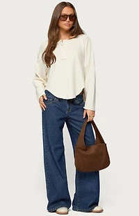Edikted Alisia Oversized Waffle Henley Top