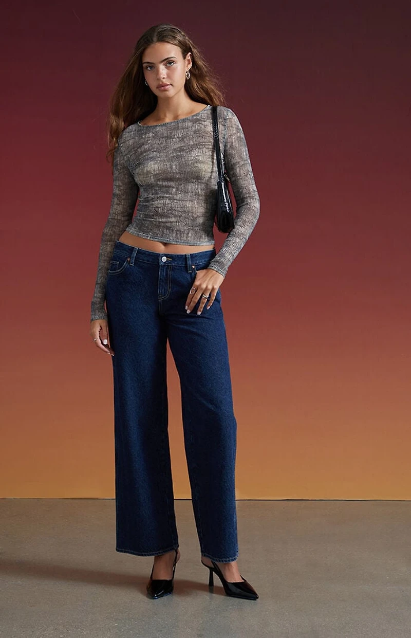 Third Charm Oakley Mesh Textured Long Sleeve Top