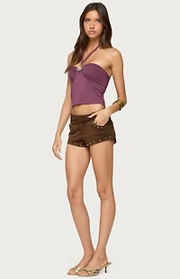 Edikted Abstract Metal Detail Halter Top