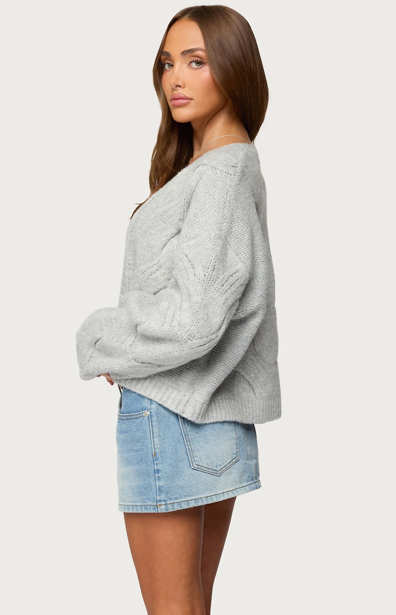 Edikted Braiden Chunky Cable Knit Cardigan