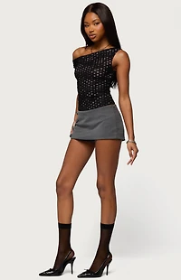 Edikted Off Shoulder Lace Polka Dot Top