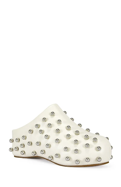 AZALEA WANG Women's Bone Darwinstud Faux Leather Mules