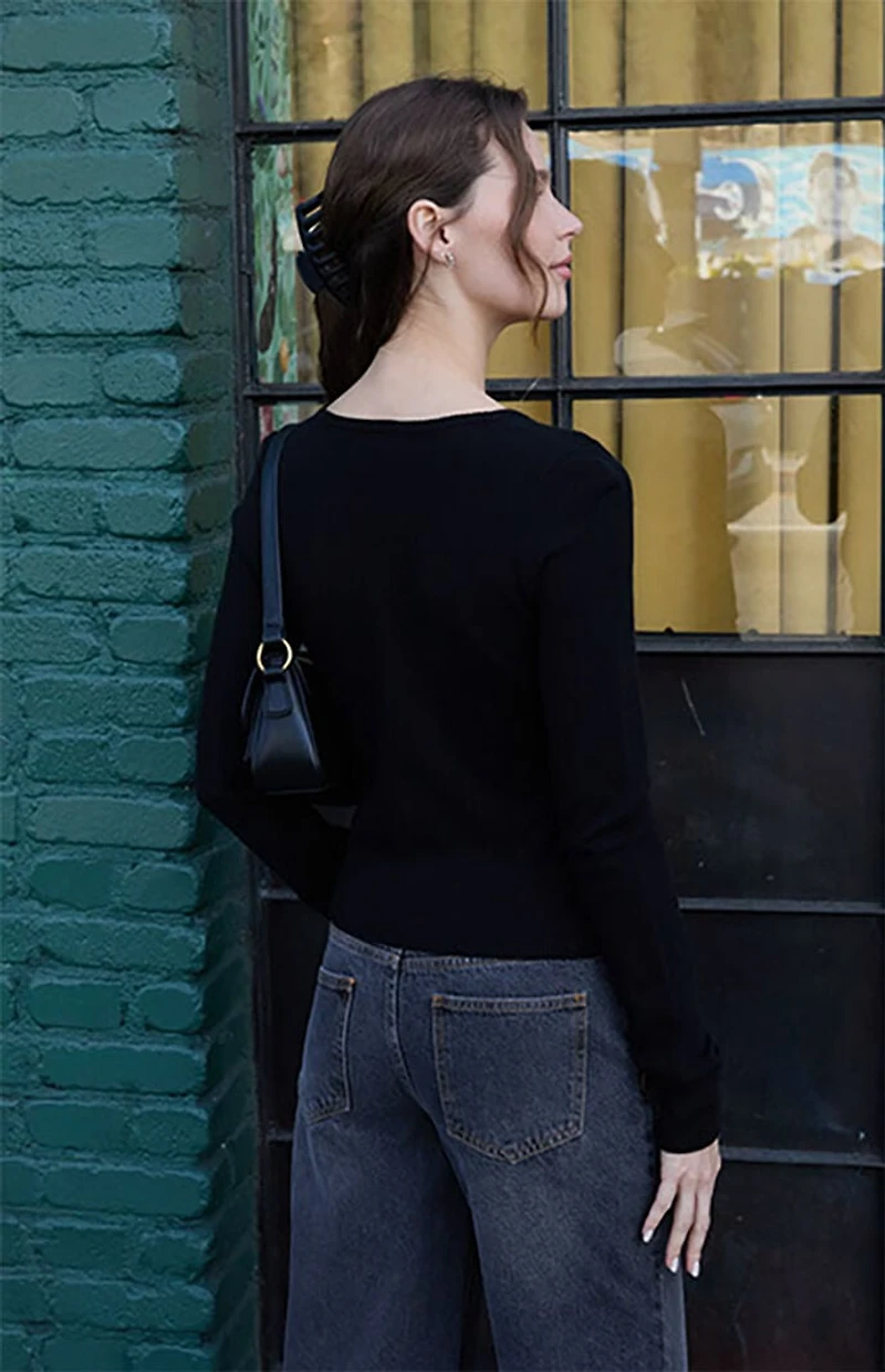 John Galt Black Soft Button Down Cardigan