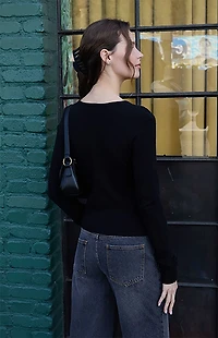 John Galt Black Soft Button Down Cardigan