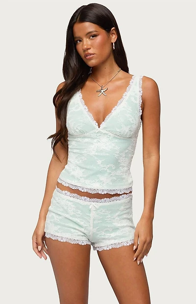 Edikted Amanu Sequin Lace Tank Top