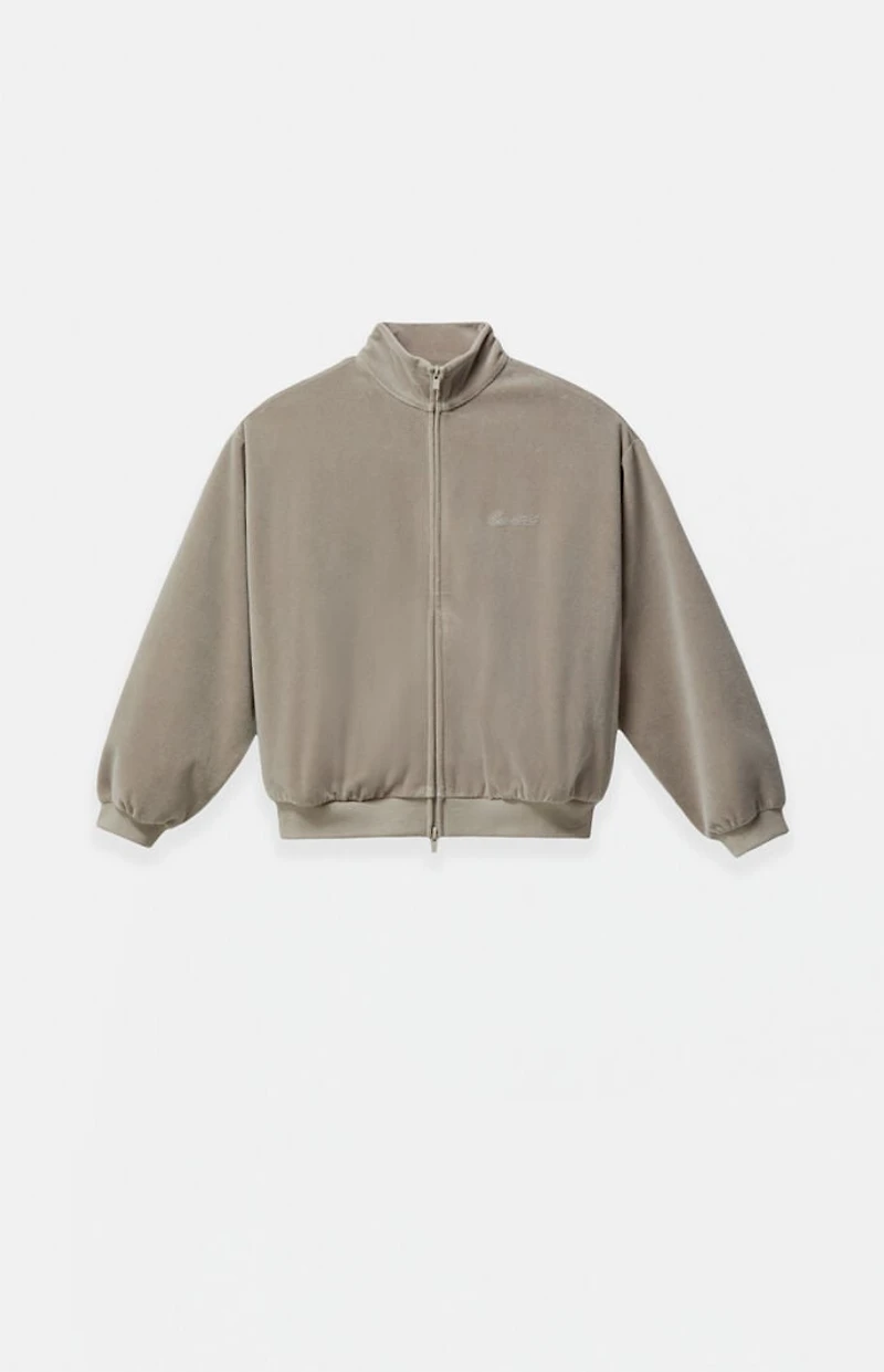 Fear of God ESSENTIALS Kids Smoke Grey Classic Fit Velour Track Jacket