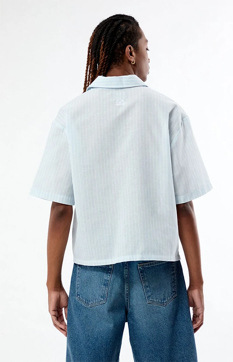 Pacsun Porto Blue Striped Camp Shirt