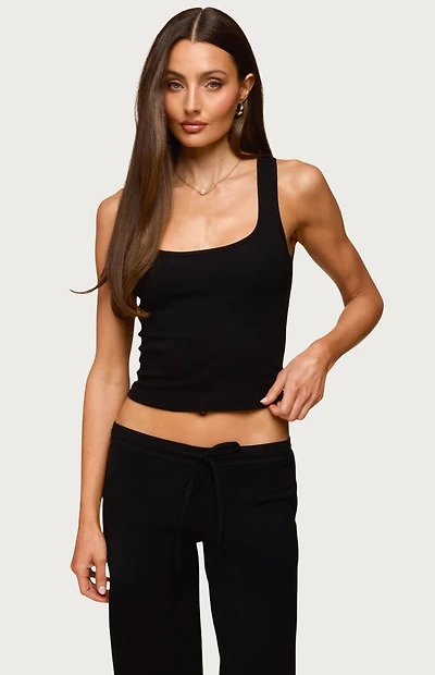 Edikted Linda Ribbed Scoop Neck Tank Top