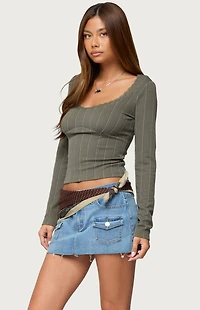 Edikted Beatrix Lacey Ribbed Top