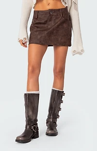 Edikted Euphoria Washed Faux Leather Mini Skirt