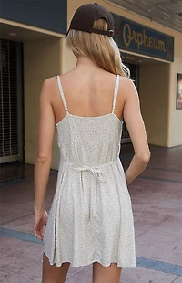 John Galt Sand Floral Button Mini Dress