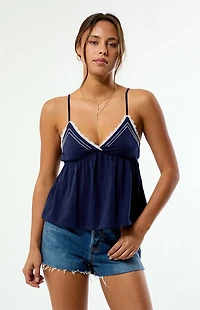 Your Favorite Elena Beaded V-Neck Babydoll Top