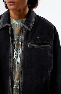 Pacsun Black Washed Denim Gas Jacket