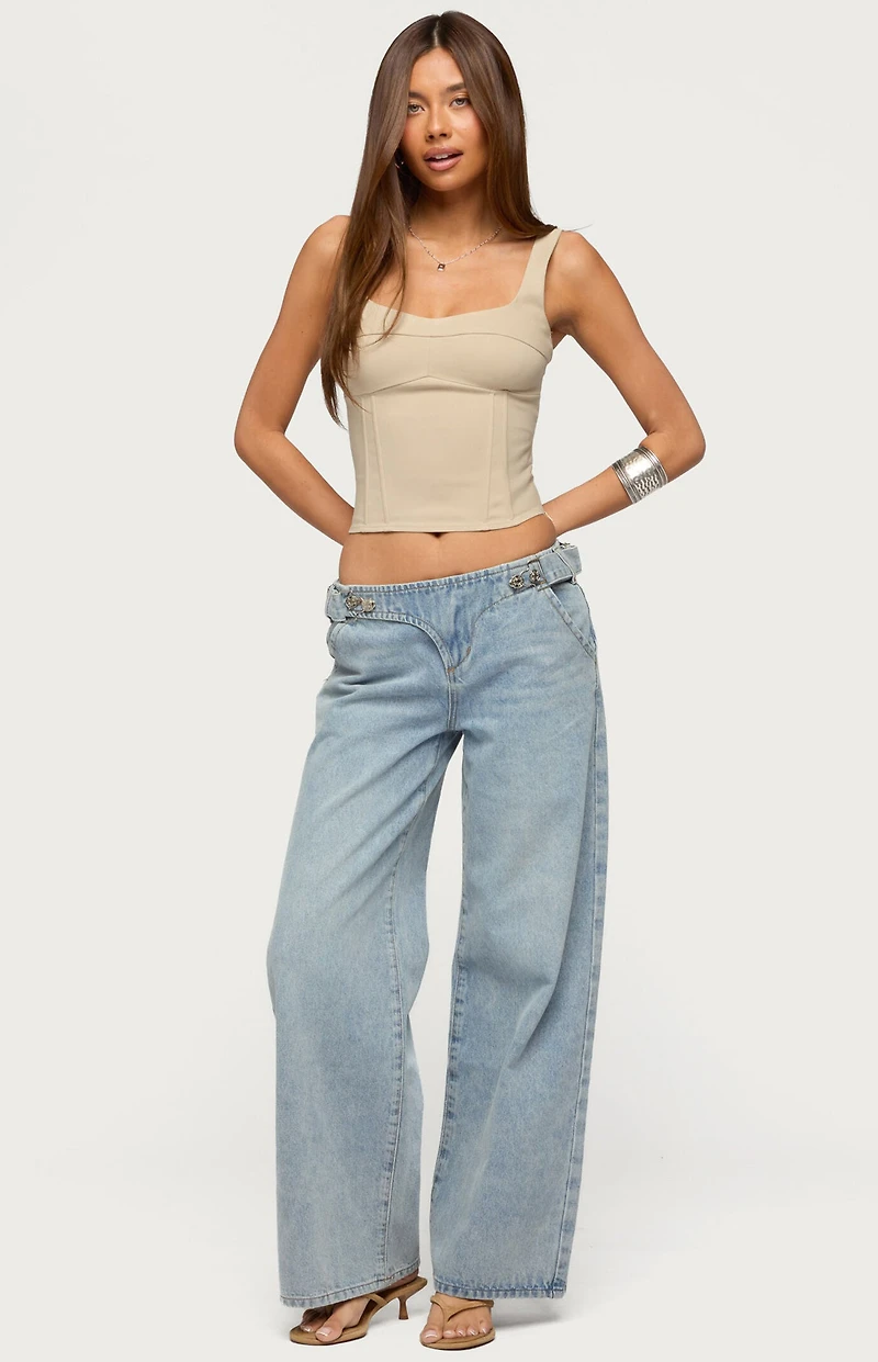 Edikted Buckled Low Rise Baggy Jeans