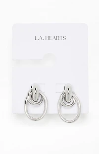 LA Hearts Silver Oval Hoop Earrings