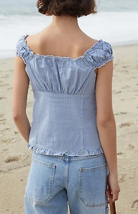 John Galt Blue & White Gingham Elara Top